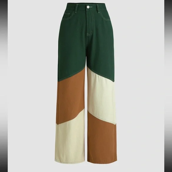 Cider Denim Mid Rise Patchy Wide Leg Trousers - Picture 10 of 10